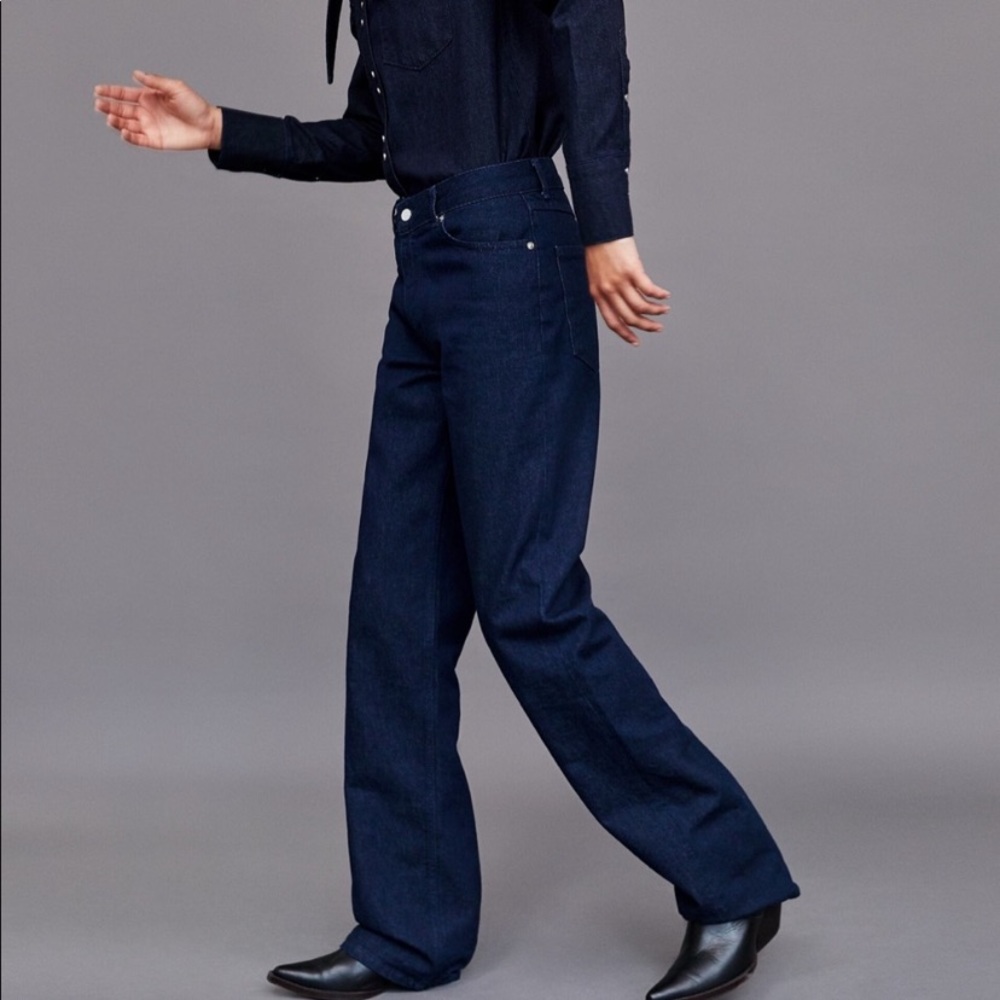 ZARA Heritage Straight Sunset Blue Denim Jeans 2 - Picture 7 of 14